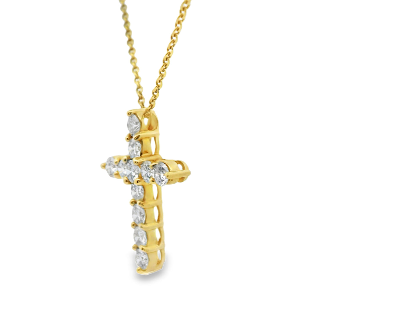 Diamond Cross Large Pendant Necklace in 14K White Gold