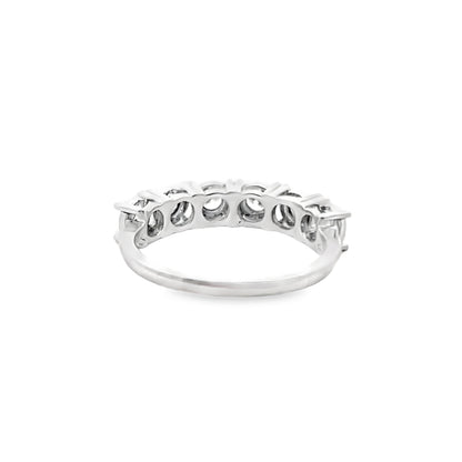 Seven-Stone Round Brilliant-Cut Diamond Ring in 14K White Gold