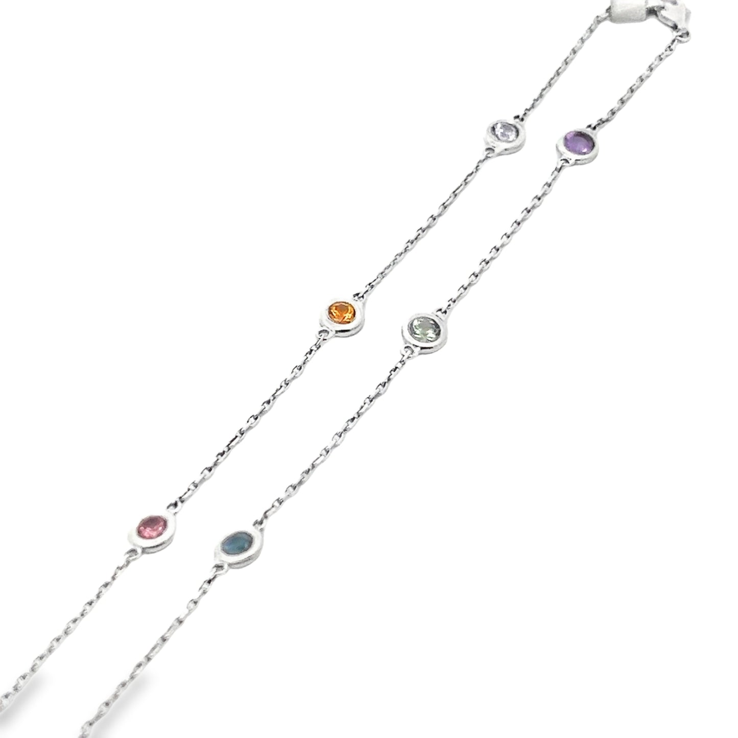Birthstone Stationary Necklace in 14K White Gold