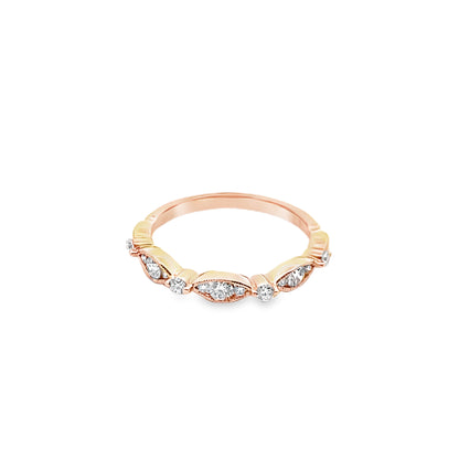 Diamond Vintage Marquise Shaped Halfway Band in 14K Gold