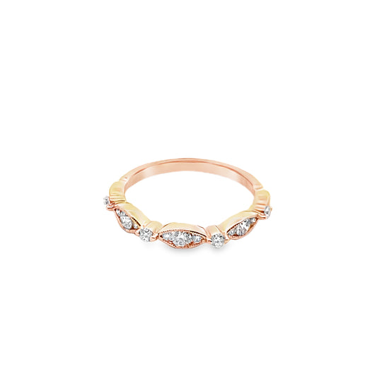 Diamond Vintage Marquise Shaped Halfway Band in 14K Gold
