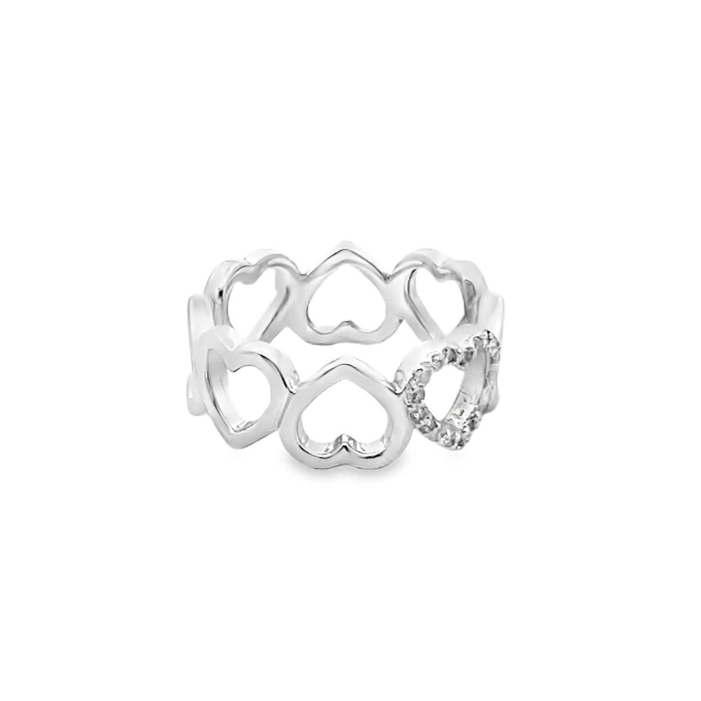 Diamond Heart Eternity Ring in 14K White Gold