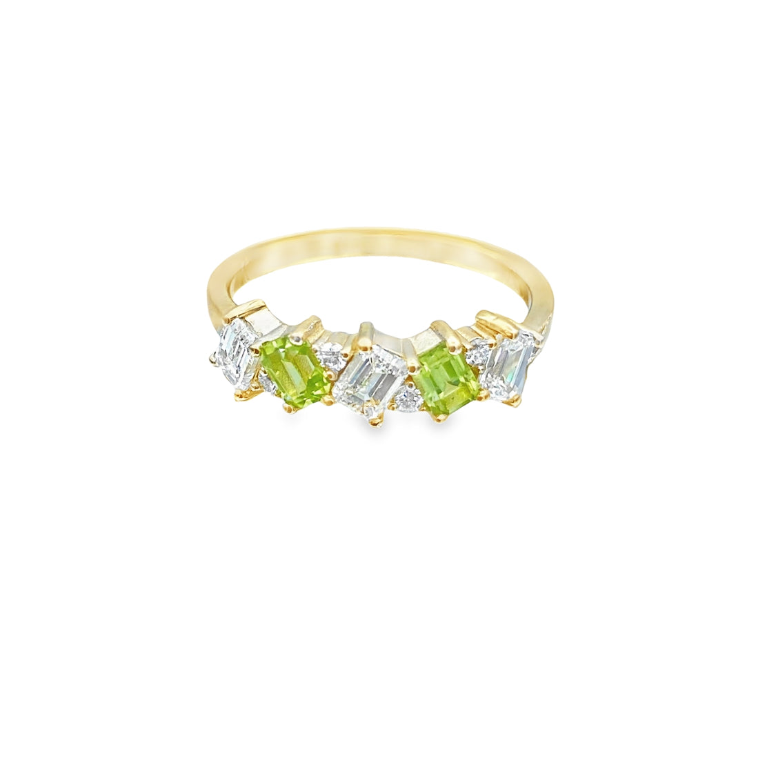 Peridot and Diamond Ring in 14K Yellow Gold