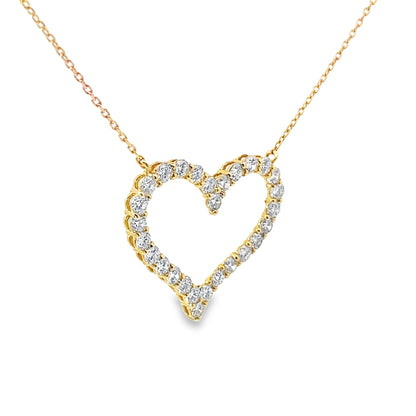 Heart Shape Diamond Pendant Necklace in 14K Yellow Gold