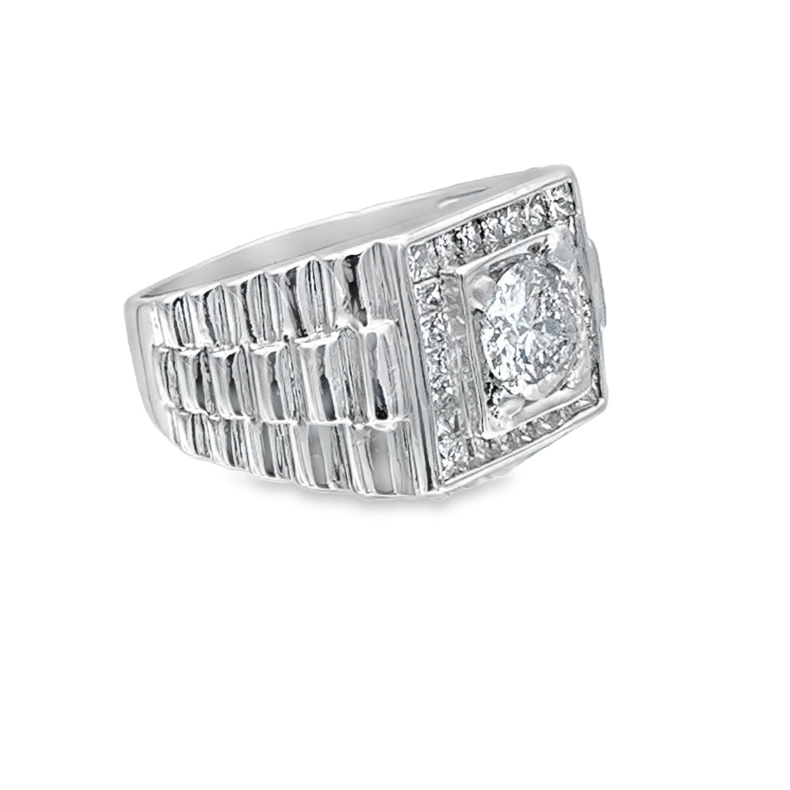 Men's Diamond Ring In 18K White Gold