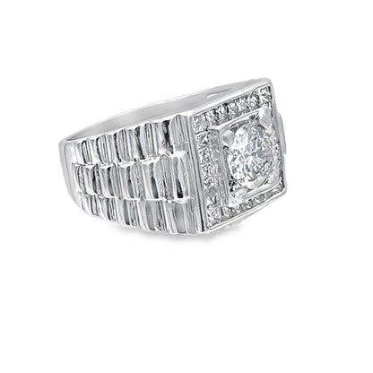 Men's Diamond Ring In 18K White Gold