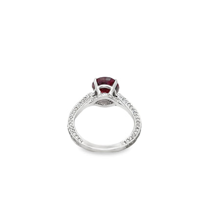 Round-Cut Tourmaline and Diamond Ring in 18K White Gold