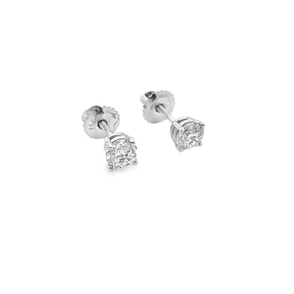 Classic 4-Prong Set Diamond Studs in 14K White and Yellow Gold