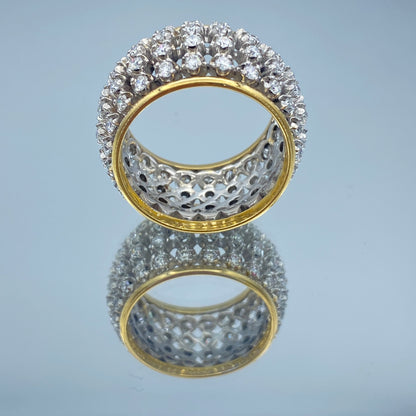 Two Tone Diamond Eternity Ring 14K White and Yellow Gold