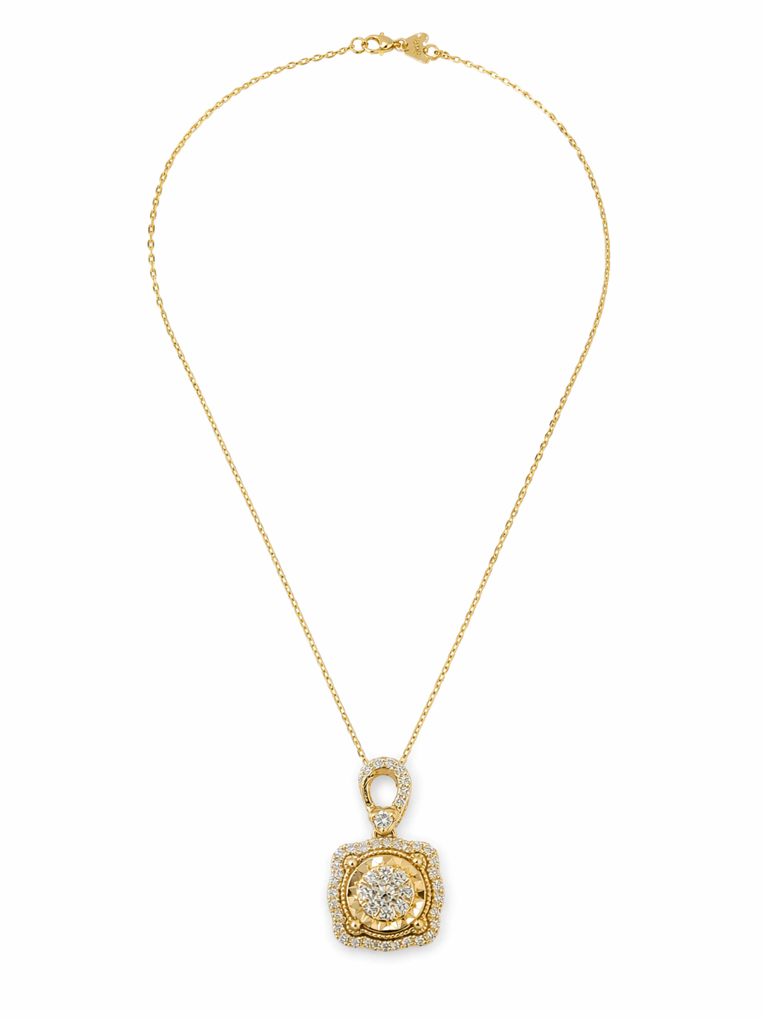 Diamond Cluster Pendant in 14K Yellow Gold