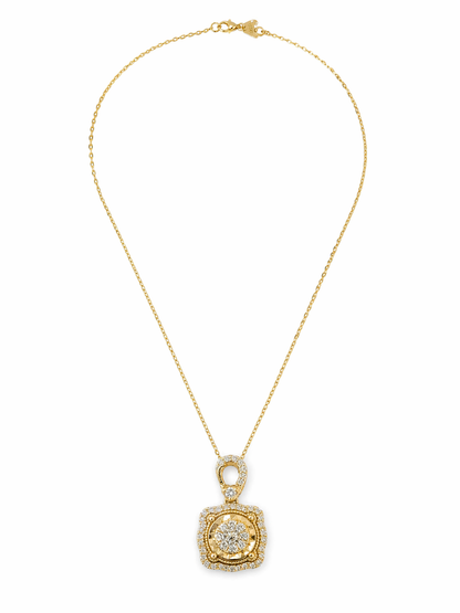 Diamond Cluster Pendant in 14K Yellow Gold