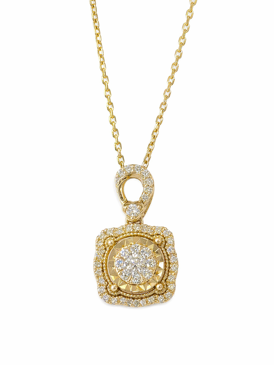 Diamond Cluster Pendant in 14K Yellow Gold