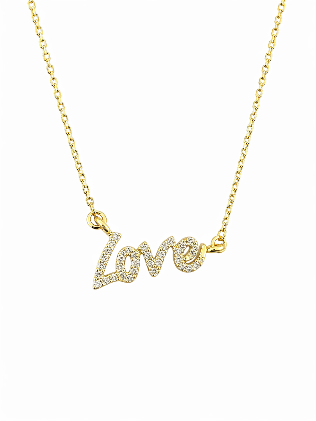 Cursive Love Diamond Pendant in 14K Yellow Gold