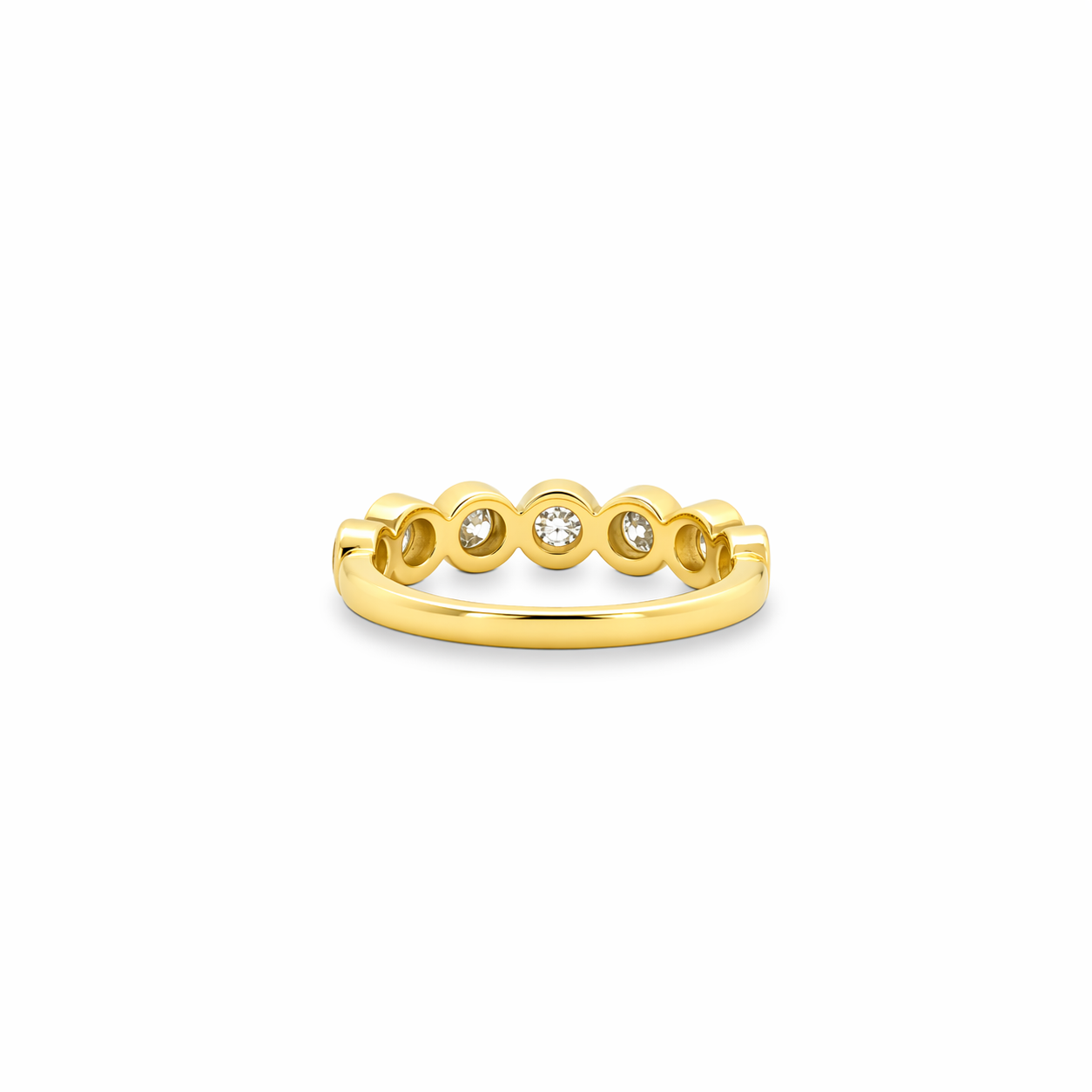 7 Stone Diamond Bezel Set Wedding Band in 14K Yellow Gold