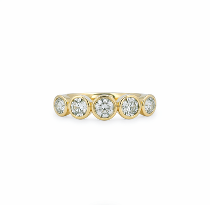 7 Stone Diamond Bezel Set Wedding Band in 14K Yellow Gold
