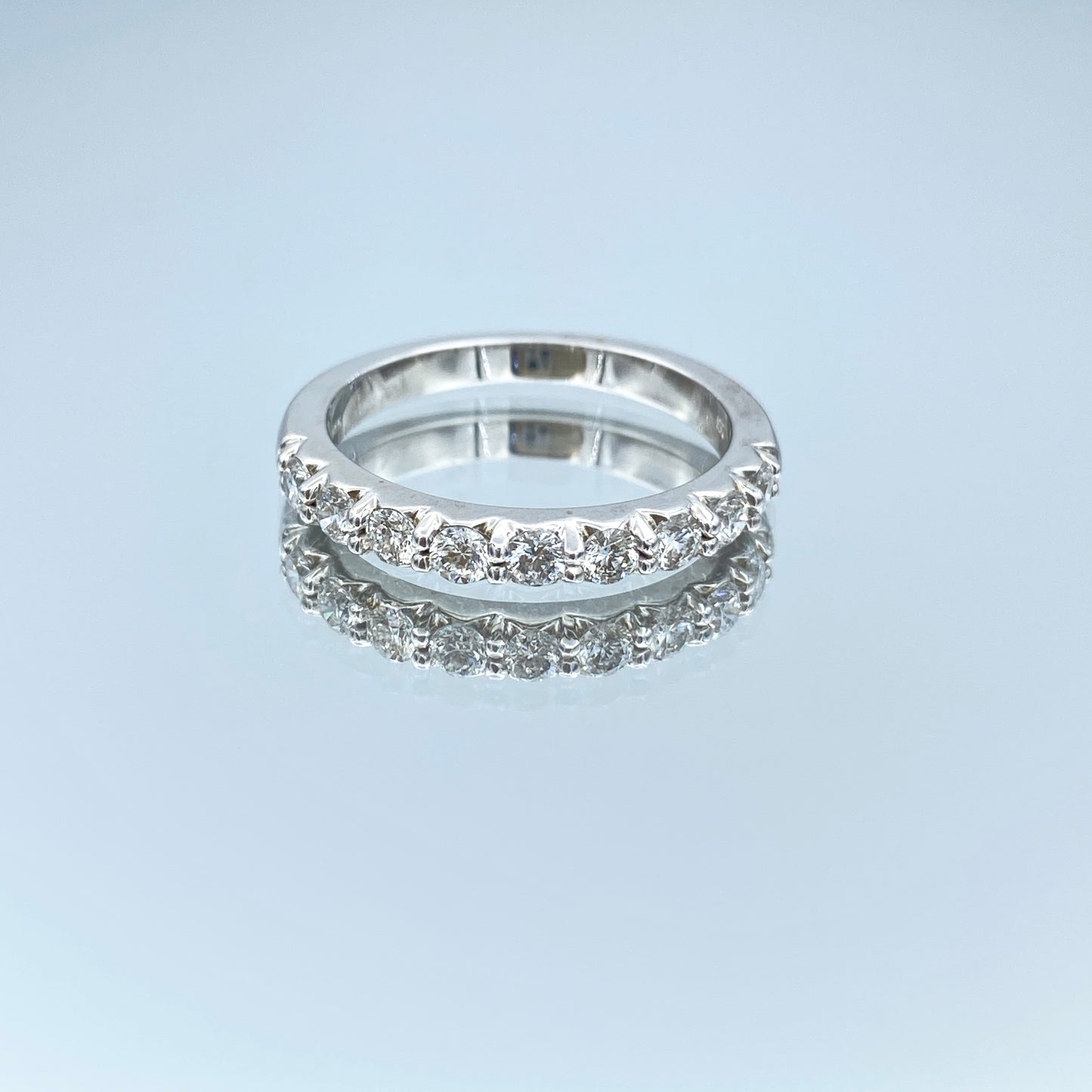 Nine Stone Round-Cut Diamond Ring in 14K White Gold - L and L Jewelry
