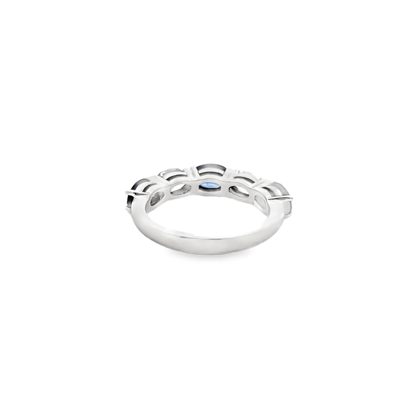 Halfway Alternating Oval Cut Sapphire and Diamond Ring in 14K White Gold