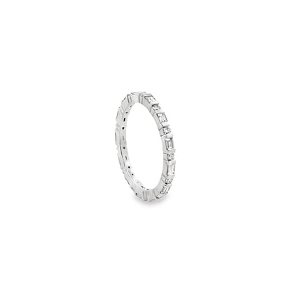 Baguette and Round-Cut Diamond Bar Setting Eternity Band