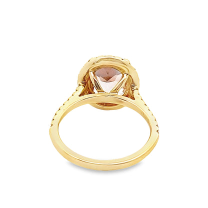 Morganite Ring with Diamond Halo in 14K Yellow Gold