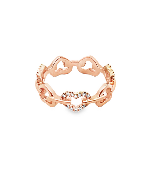 Diamond Heart Link Ring in 14K Rose Gold