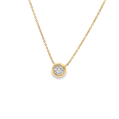 Bezel Set Round Brilliant-Cut Diamond Pendant in 14K Yellow Gold