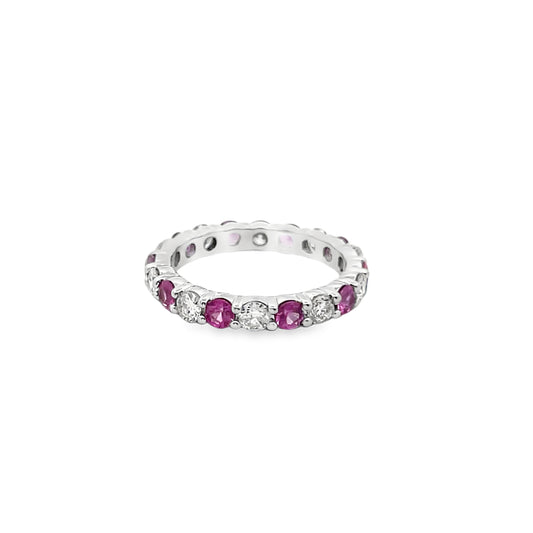 Tourmaline and Diamond Eternity Ring in 14K White Gold