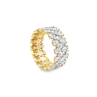 Pear and Marquise-Cut Diamond Double Row Eternity Band in 14K Yellow Gold