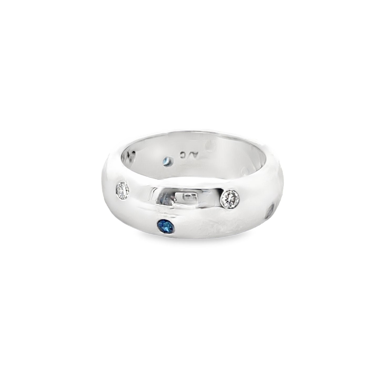 Diamond and Sapphire 14K White Gold Band