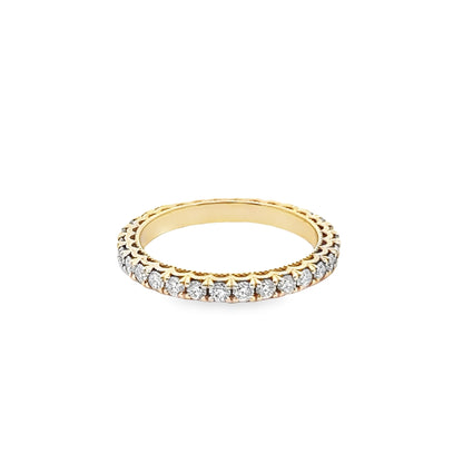 Milgrain Filigree Round-Cut Thin Diamond Eternity Ring in 14K Yellow Gold