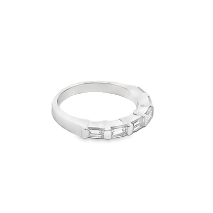 Emerald Cut Halfway Diamond Eternity Band in 18K White Gold