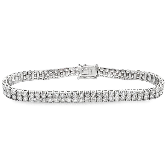 Double Row Diamond Tennis Bracelet in 14K White Gold