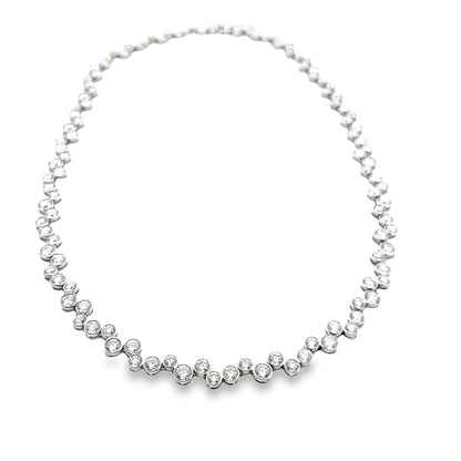 Bezel-Set Bubble Diamond Necklace in 14K White Gold