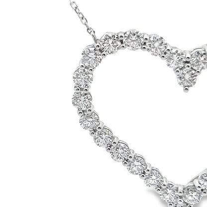 Heart Shape Diamond Pendant Necklace in 14K White Gold