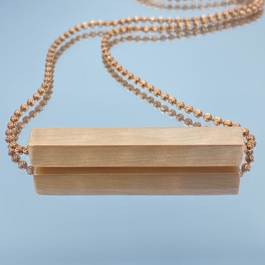 Bar Necklace with Bead Chain in 14K Rose Gold