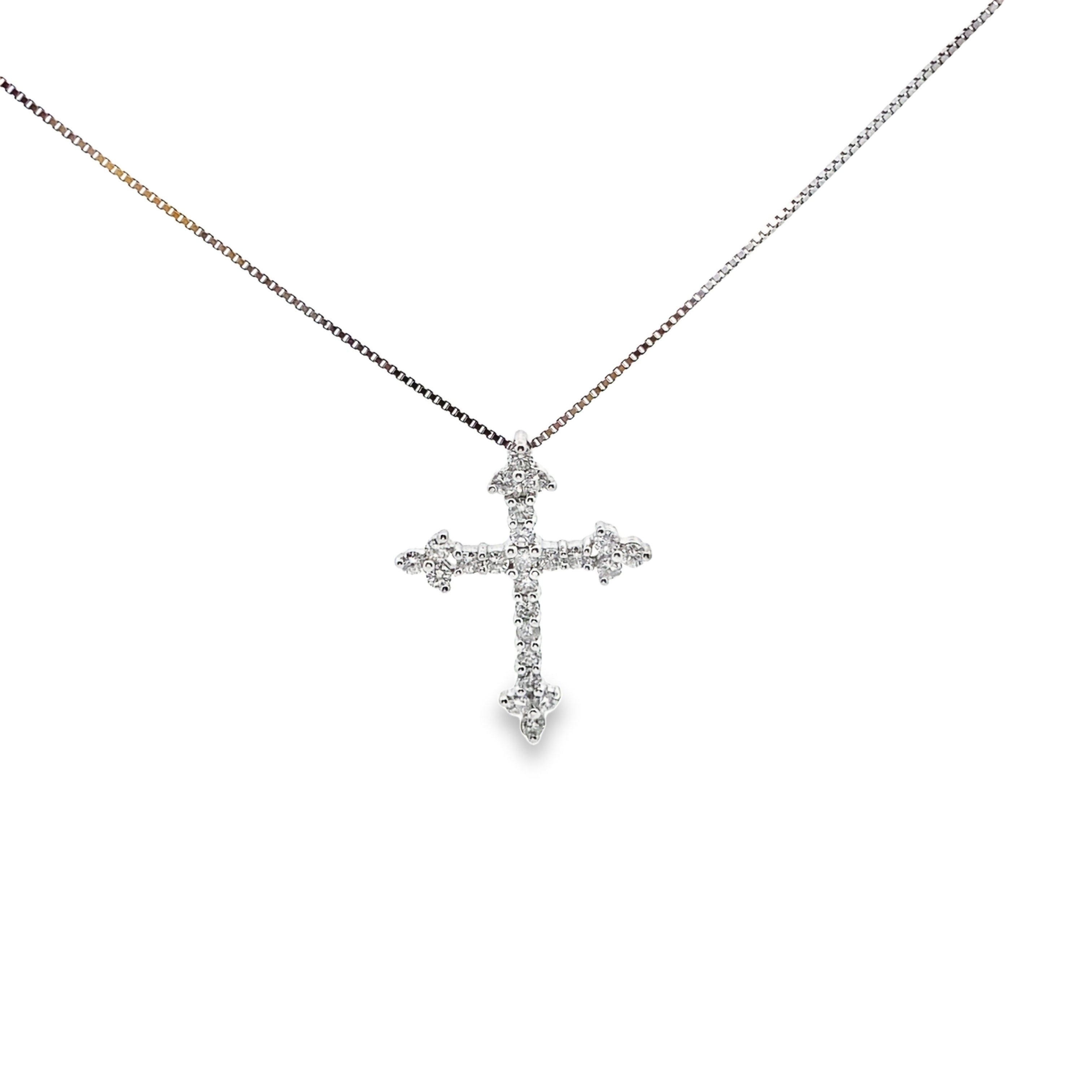 Three point Diamond Cross Necklace in 14K White Gold β L and L Jewelry