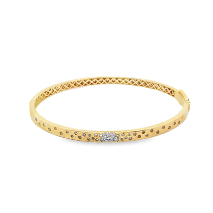 Diamond Encrusted Bangle in 14K Yellow Gold