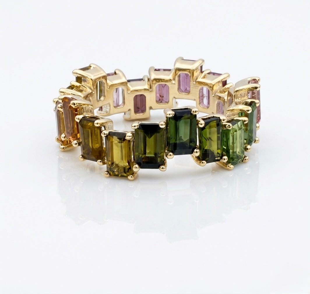Tourmaline Eternity Ring in 14K Yellow Gold