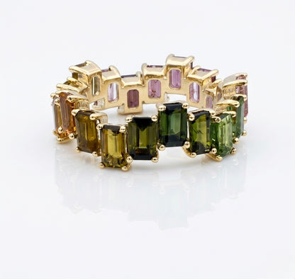 Tourmaline Eternity Ring in 14K Yellow Gold
