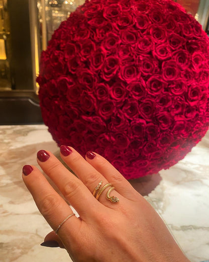 Snake Shape Ring with Marquis-Cut and Round-Cut Diamonds in 14K Yellow Gold