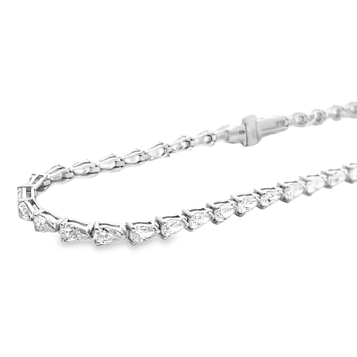 Pear Shaped Diamond Tennis Bracelet in 14K White Gold