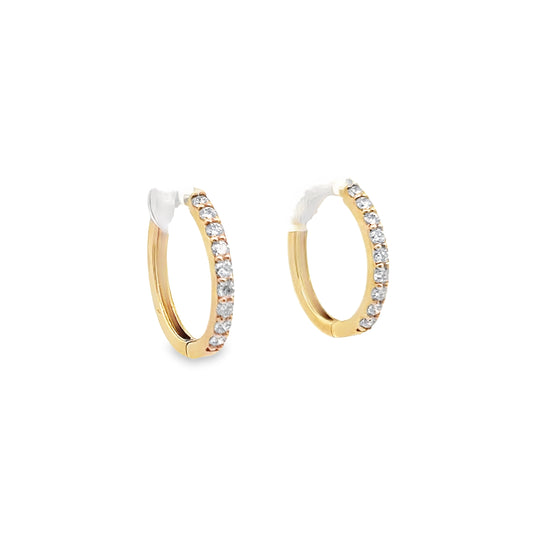 Diamond Huggie Hoop Earrings in 14K Yellow Gold