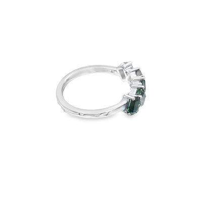 Green Tourmaline and Diamond Ring in 14K White Gold