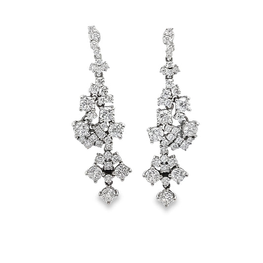 Diamond Drop Statement Earrings in 14K White Gold