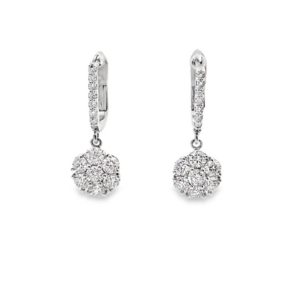 Floral Diamond Drop Earrings in 14K Gold