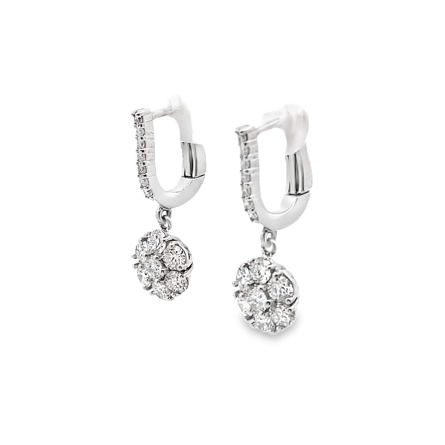 Floral Diamond Drop Earrings in 14K Gold