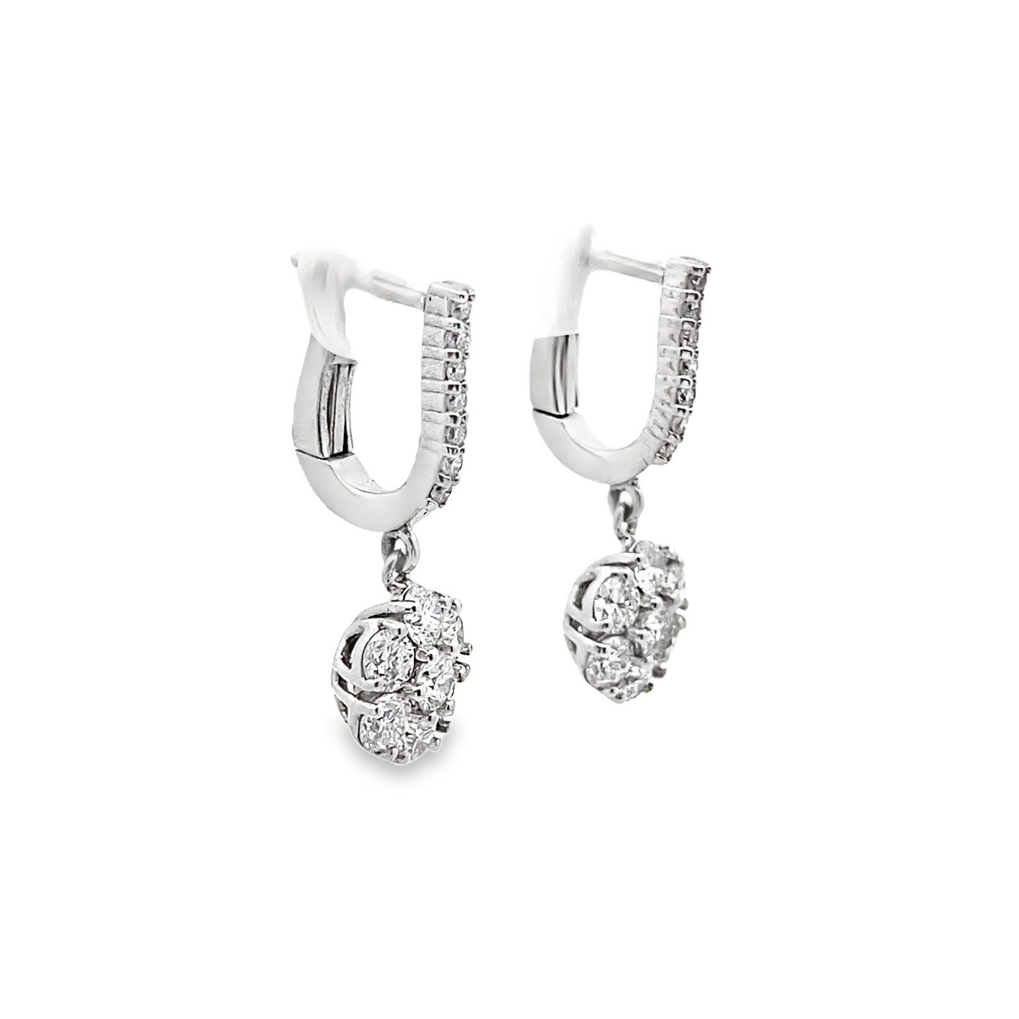 Floral Diamond Drop Earrings in 14K Gold