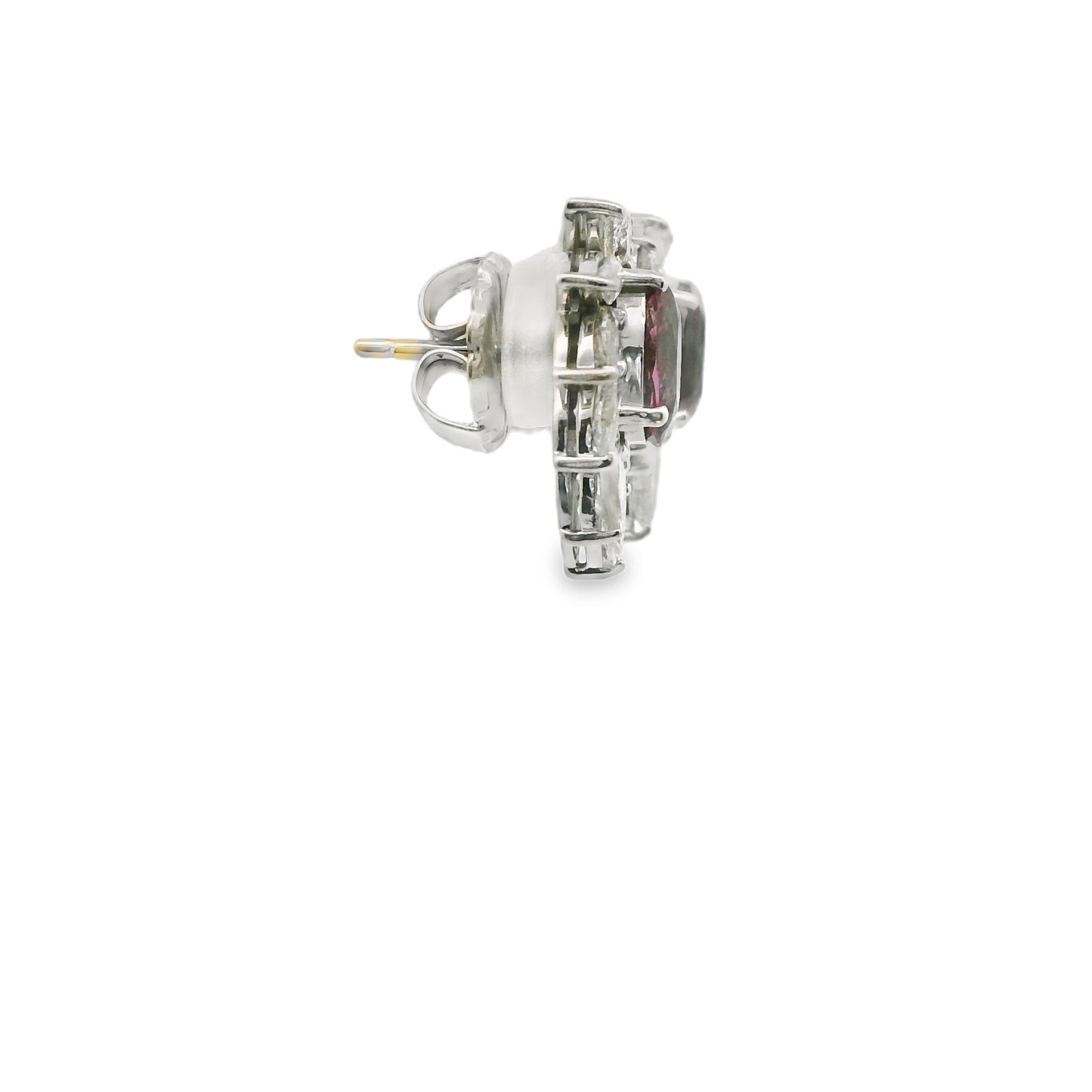 Diamond & Tourmaline Floral Earrings in 14K White Gold