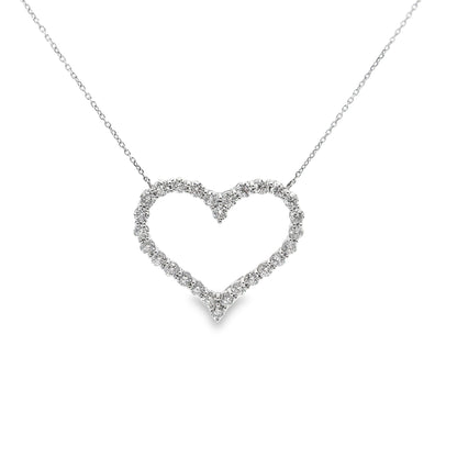 Heart Shape Diamond Pendant Necklace in 14K White Gold