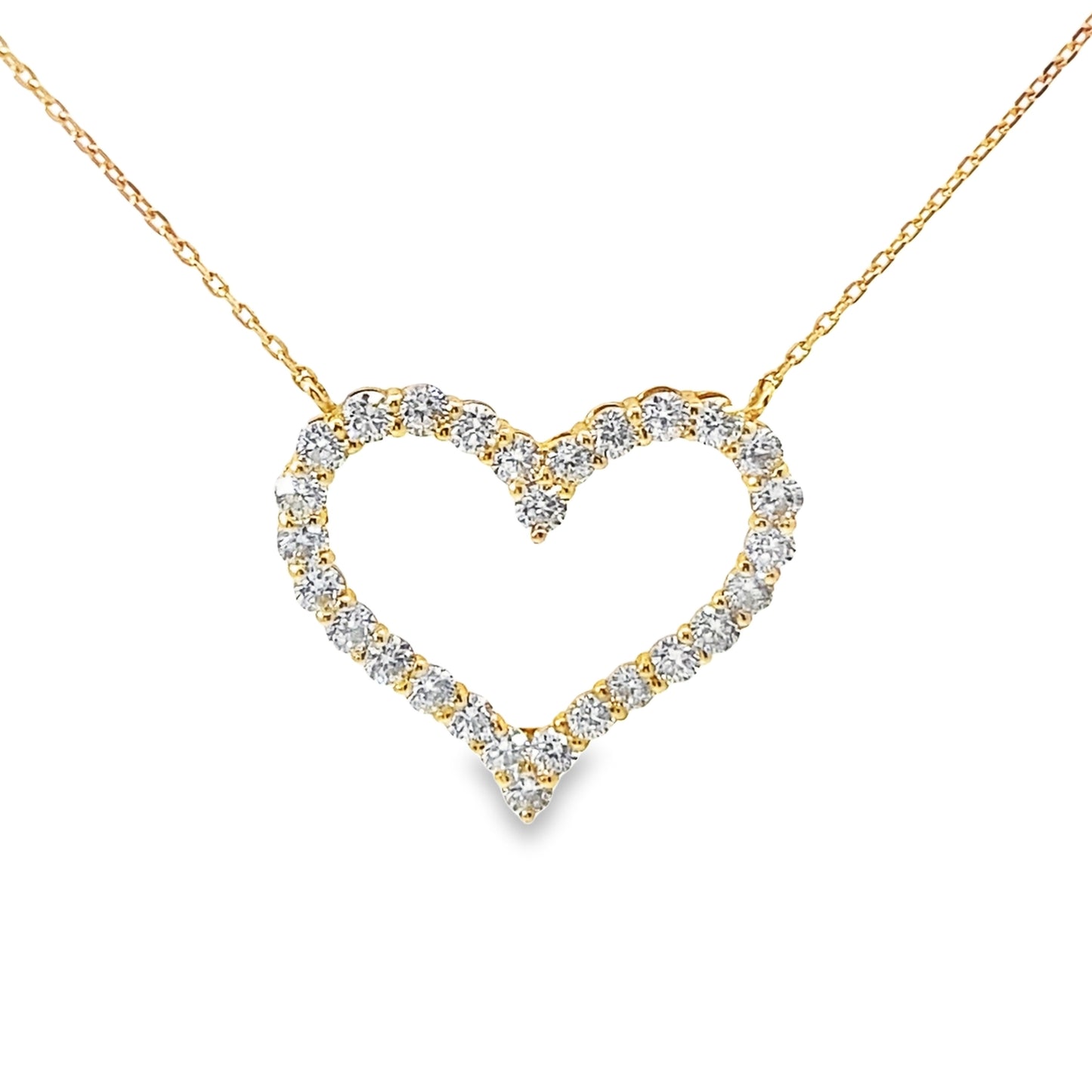 Heart Shape Diamond Pendant Necklace in 14K Yellow Gold