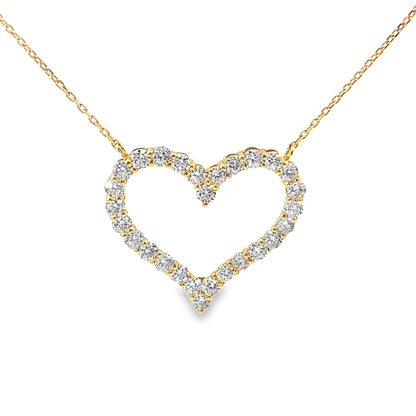 Heart Shape Diamond Pendant Necklace in 14K Yellow Gold